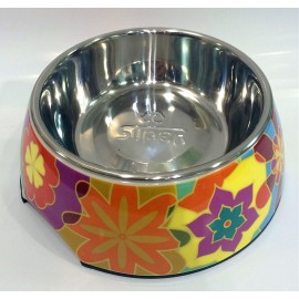 美耐不鏽鋼寵物碗(M-抽象花蓮)