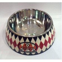 美耐不鏽鋼寵物碗(M-格紋雪犬)