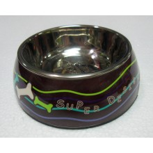 美耐不鏽鋼寵物碗(S-骨頭波浪紋)