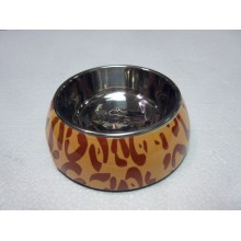 美耐不鏽鋼寵物碗(S-啡豹紋)