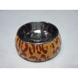 美耐不鏽鋼寵物碗(S-啡豹紋)