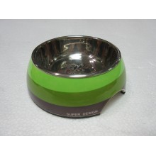 美耐不鏽鋼寵物碗(S-啡綠三圈紋)